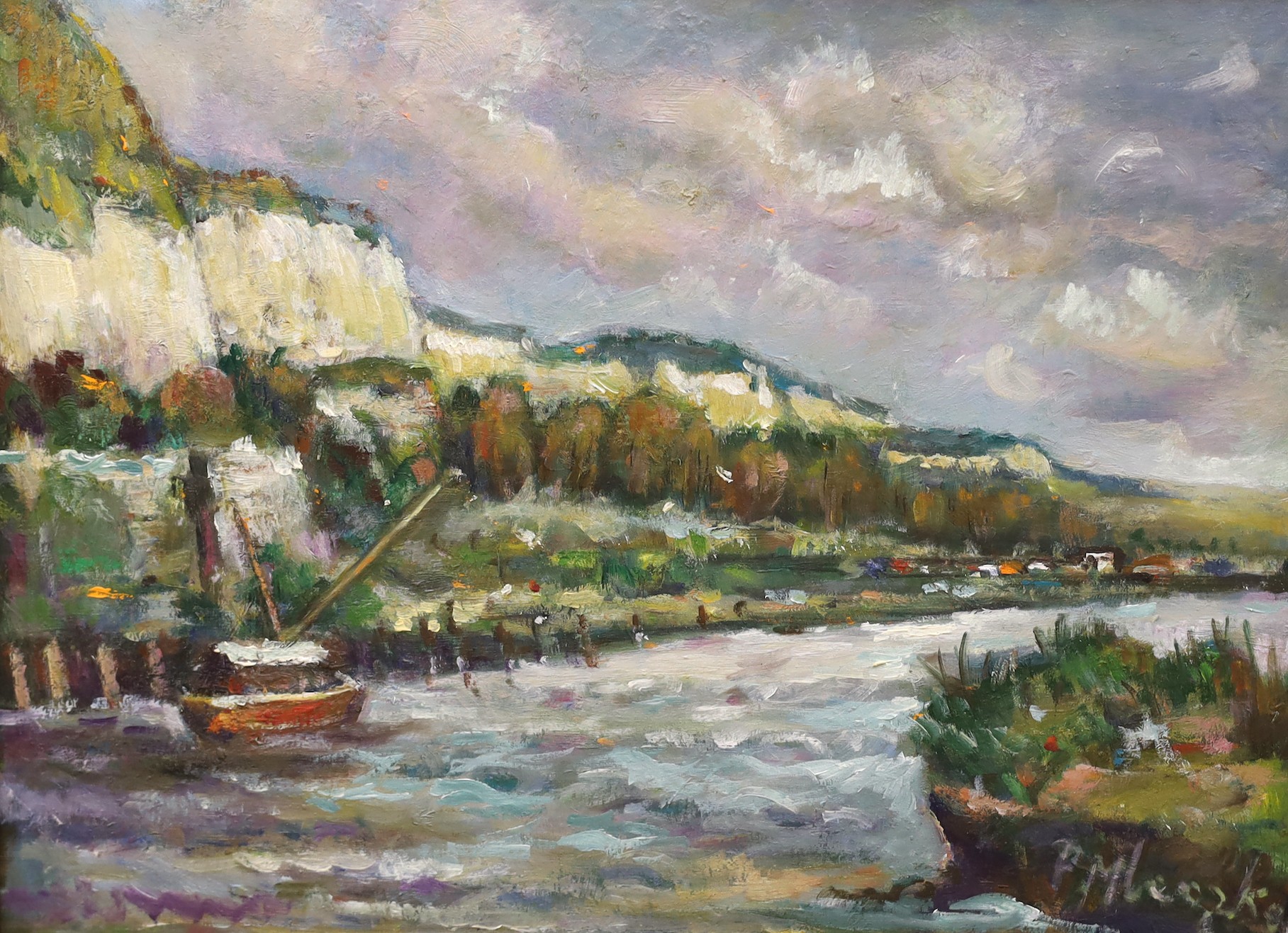 Peter Mleczko, oil on board, 'River Ouse and Cliffe, Lewes', signed, 30 x 39cm